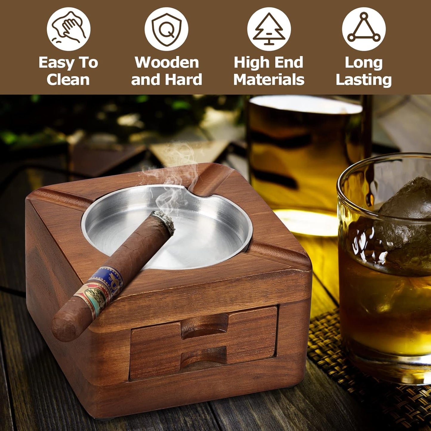 Gizmo - Cigar Wooden Ashtray and Holder (4 Slots)