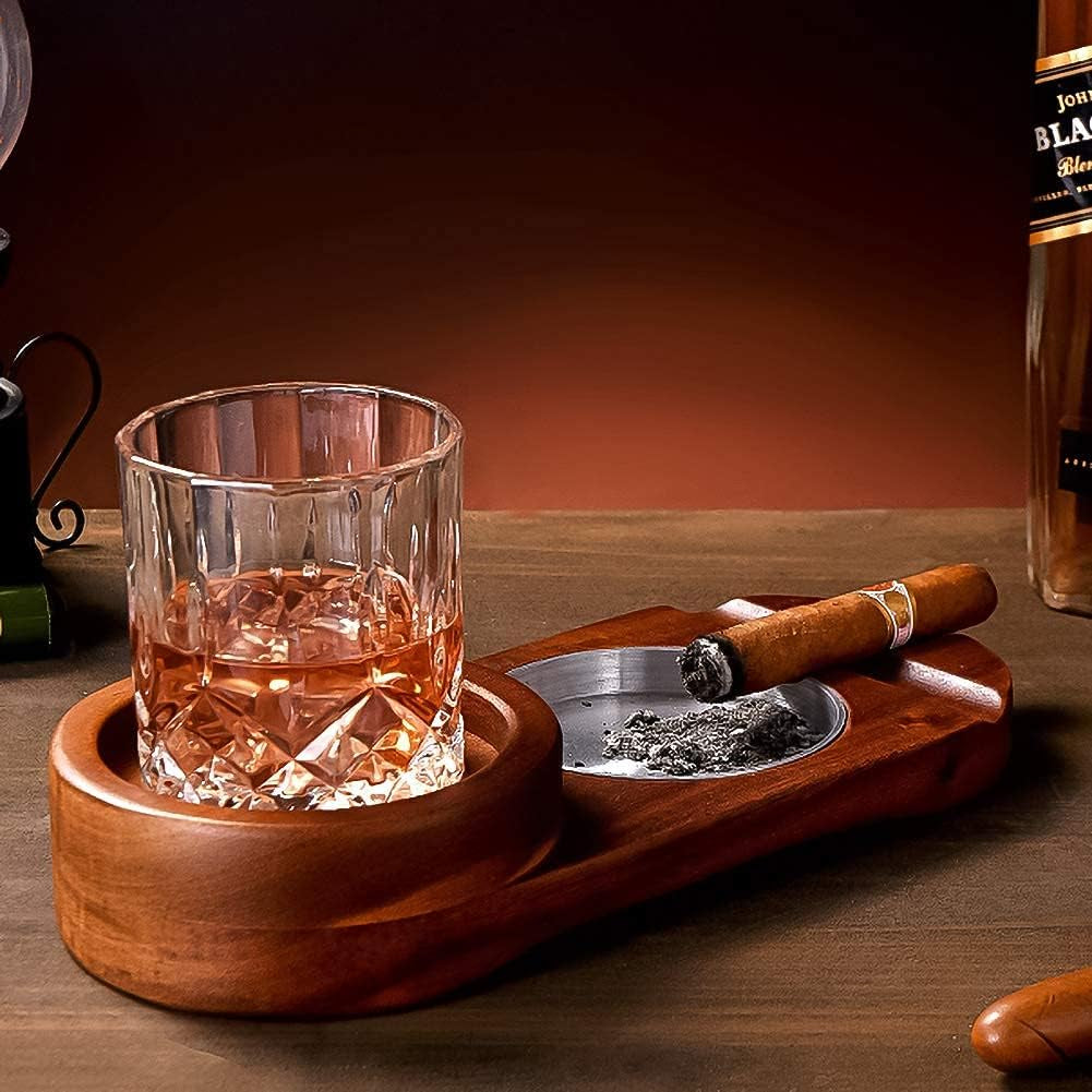 Gizmo - Cigar Ashtray & Whiskey Glass Tray