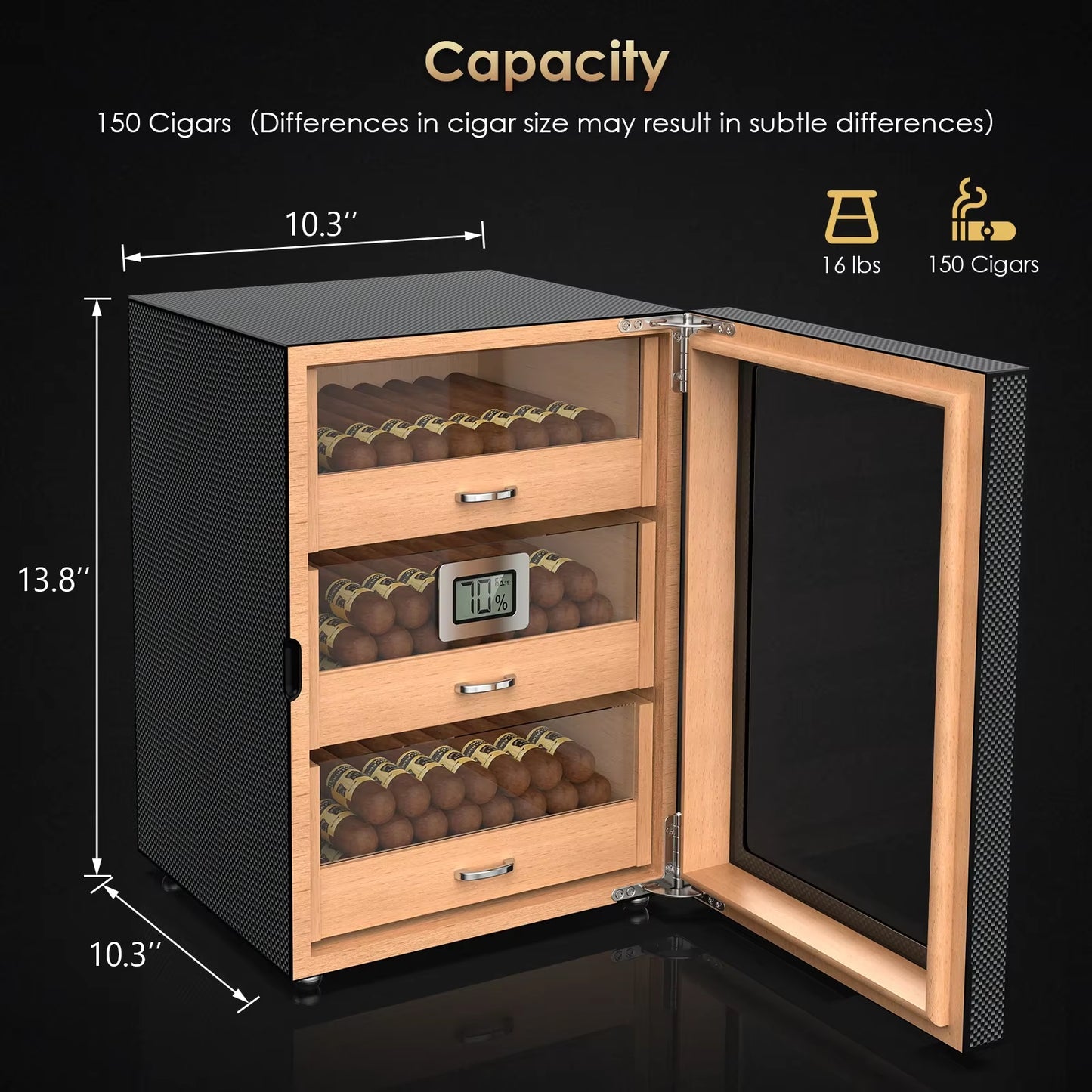 Gizmo - Cigar Humidor & Storage for 100-150 Cigars