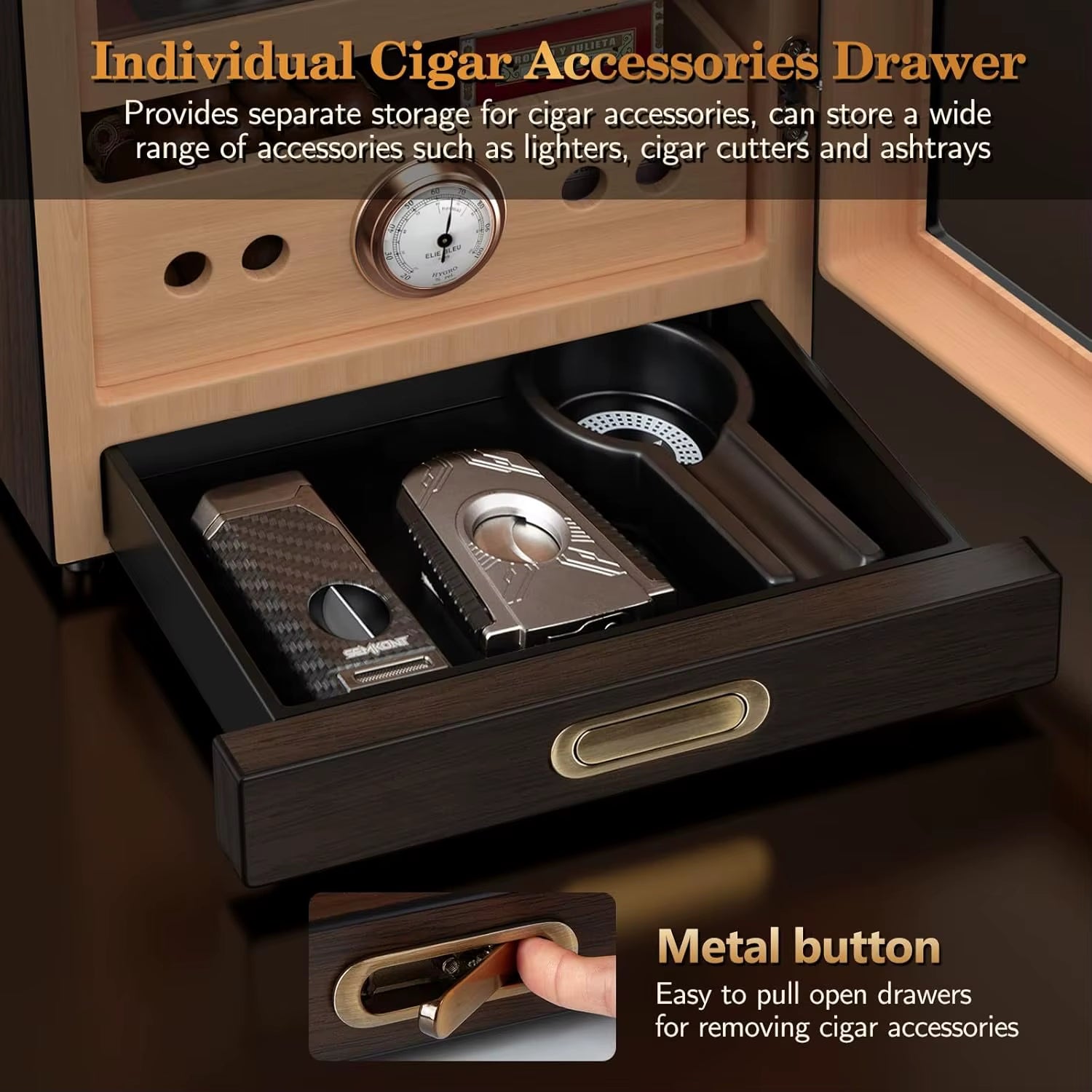 Gizmo - Premium Cigar Humidor with Lighted Control & Magnetic Door